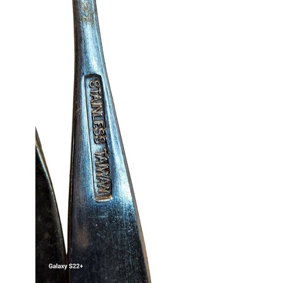 Vintage Baby Utensils Set Of 5 - 3 Teaspoons & 2 Forks - Silver Stainless, 2 Ger - Picture 10 of 13